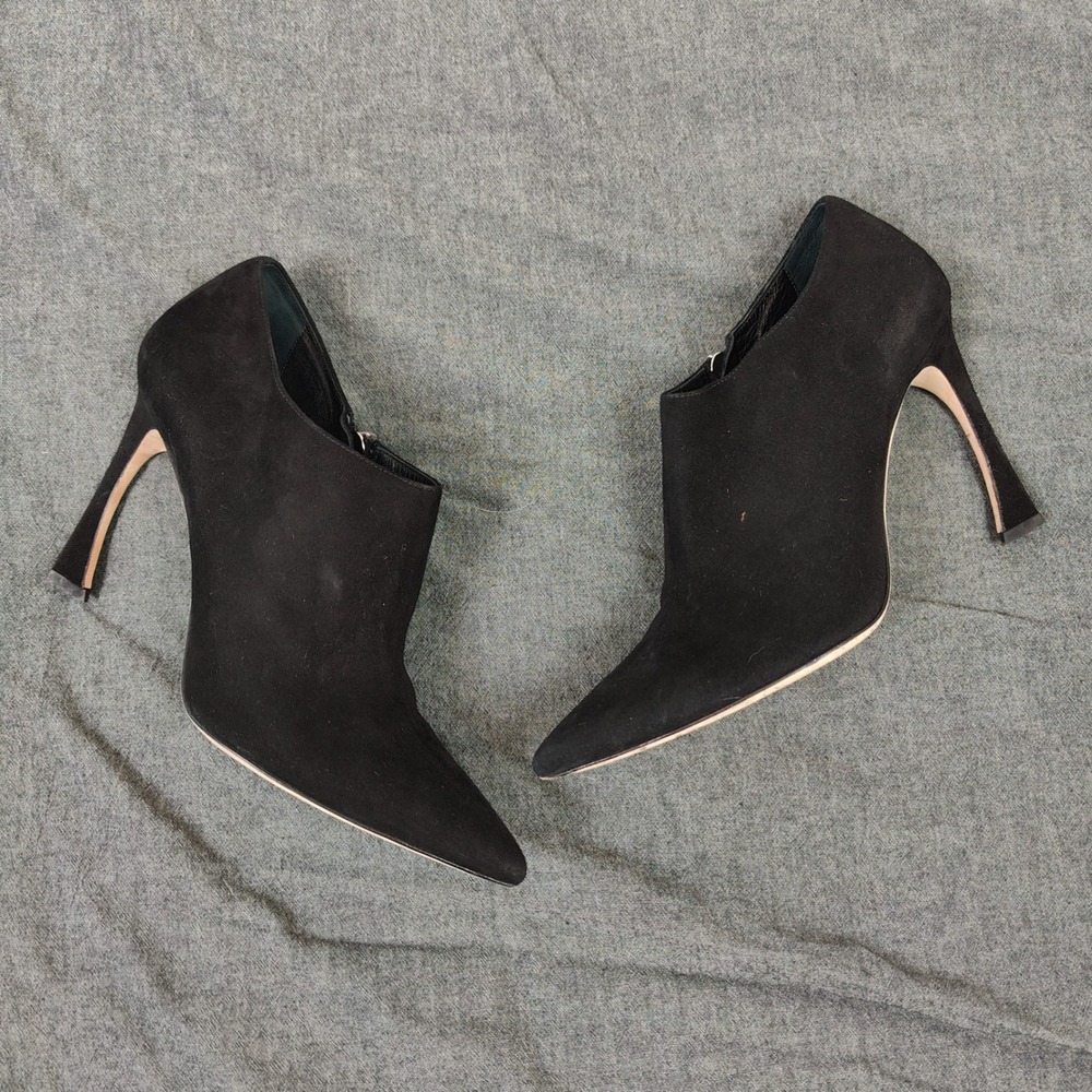 Christian Dior Boots Womens 38.5 Black Suede Pointed Toe‎ Stiletto Ankle Booties - Picture 2 of 13